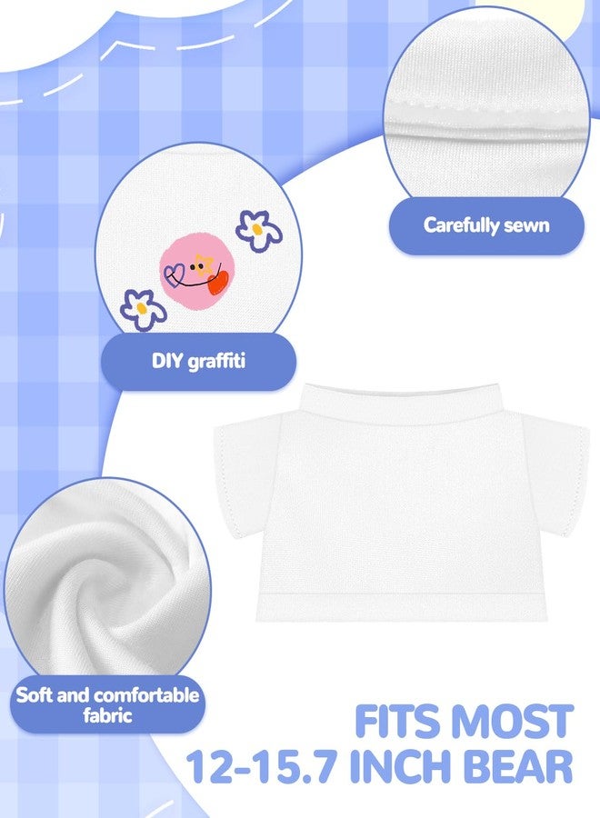 Aecsze 4 PCS Stuffed Bear Basic T Shirt Clothes for 10-12Inch, T Shirt Classic Crew Neck Bear, Cute Tiny Clothes DIY Bear Toy (for 10-12 Inch,White) - Image 3